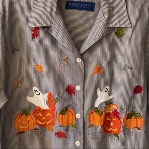 Karen Scott Halloween Fall Button Down shirt